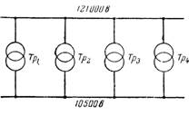 Параллельная работа четырех трансформаторов