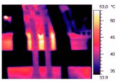 зоны аномально повышенного нагрева - термограмма трансформатора