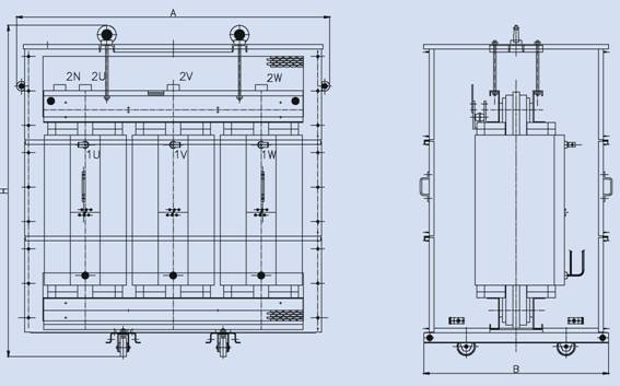 Габаритный чертеж - трансформаторы сухие АББ с литой изоляцией IP 21 до IP33