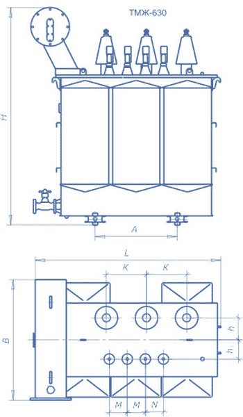 Габаритные размеры трансформатора ТМЖ