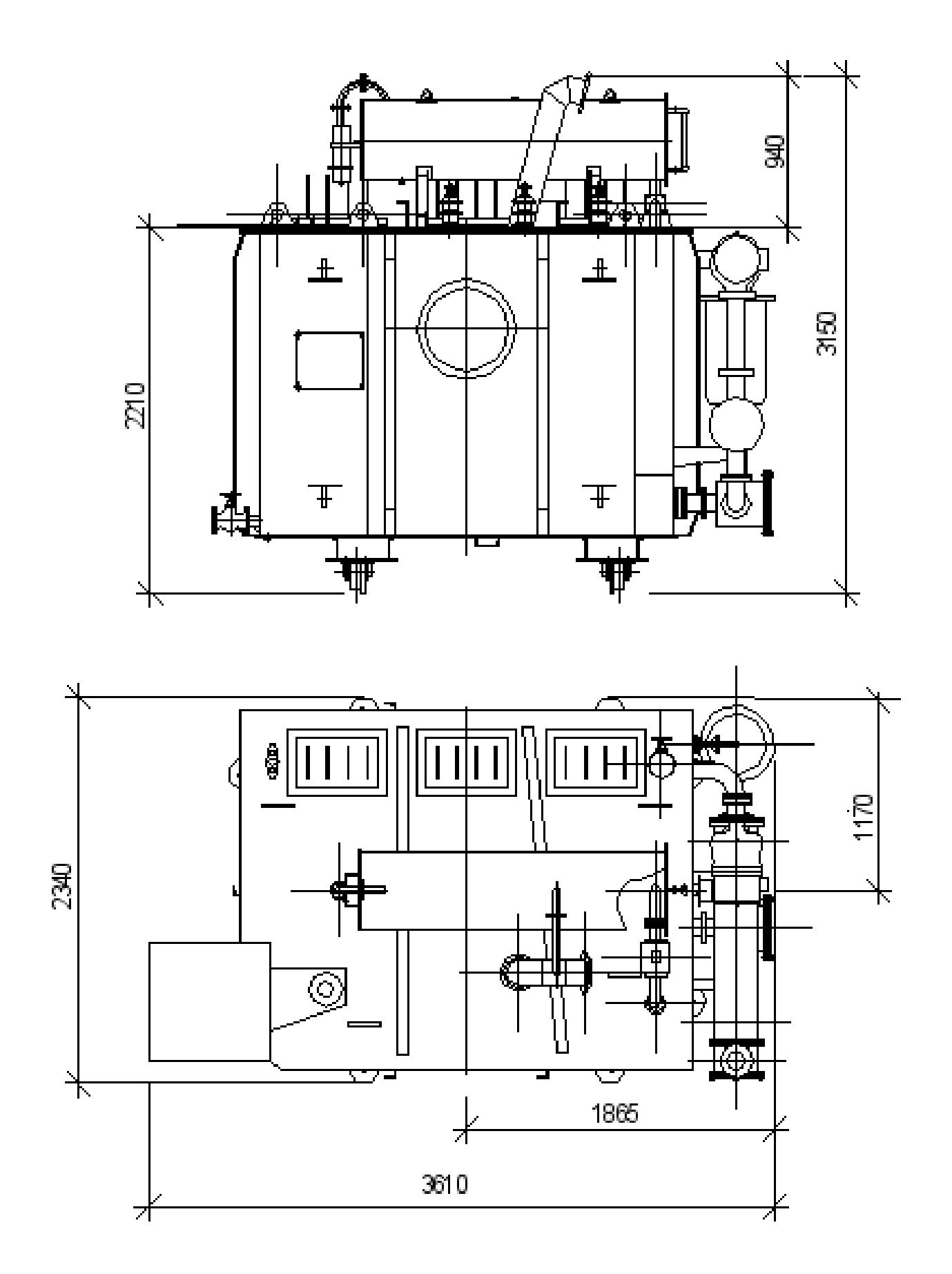 размеры агрегата  ЭТЦП-10000/10