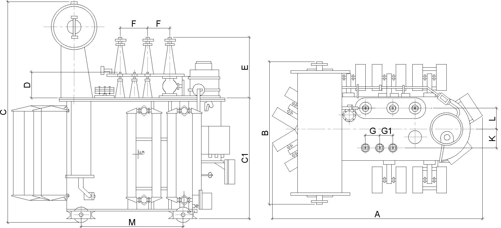 размеры трансформаторов ТМН и ТМНП