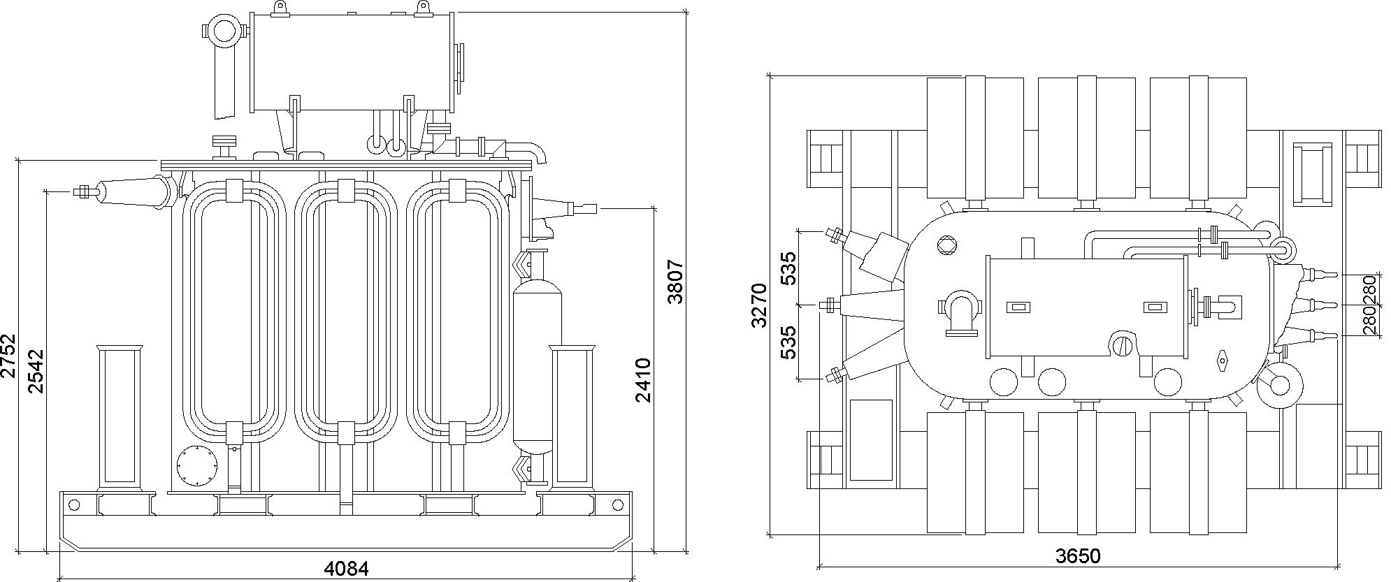 размеры трансформатора ТМП-63000/35-У1