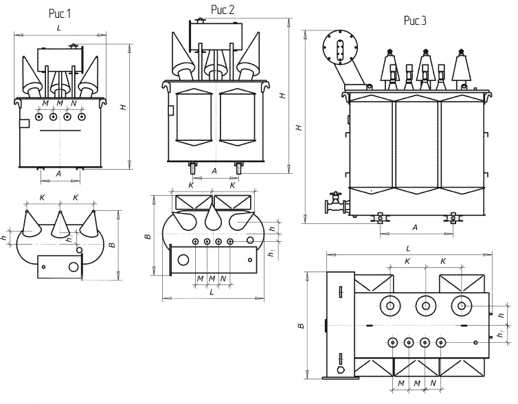 габариты трансформаторов ТМ-35