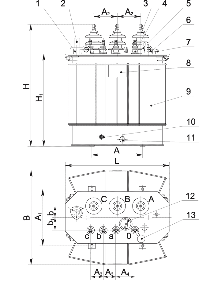 Трансформаторы ТМГ мощностью 16...63 кВ-А