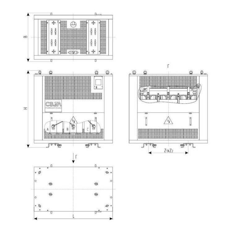 размеры трансформаторов серии ТСЗ мощностью 25-250 КВ•А
