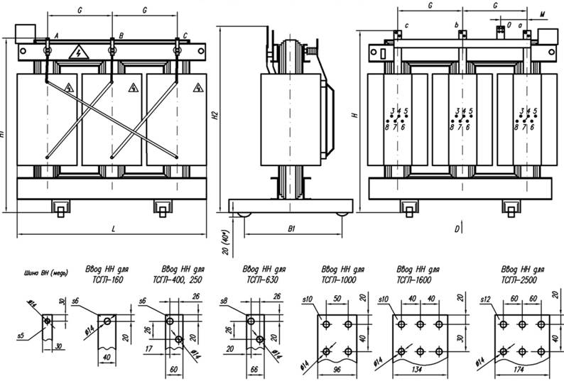 размеры трансформаторов ТСГЛ