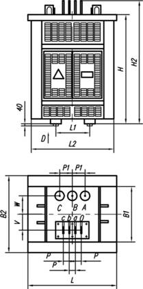 размеры и масса трансформаторов ТСЗЛО с шинными выводами на крышку 2