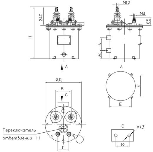 ОМП - 1,25, ОМП - 2,5, ОМП - 4,0 габариты