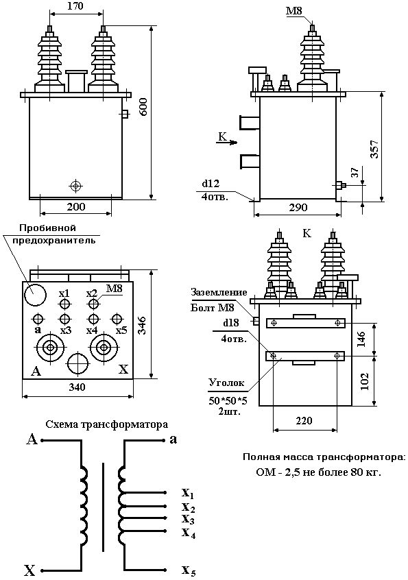 размеры трансформатора ОМ